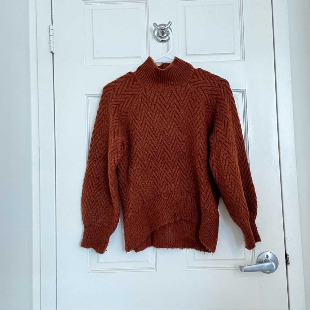 Abercrombie and Fitch Textured Turtleneck Sweater Burnt Orange